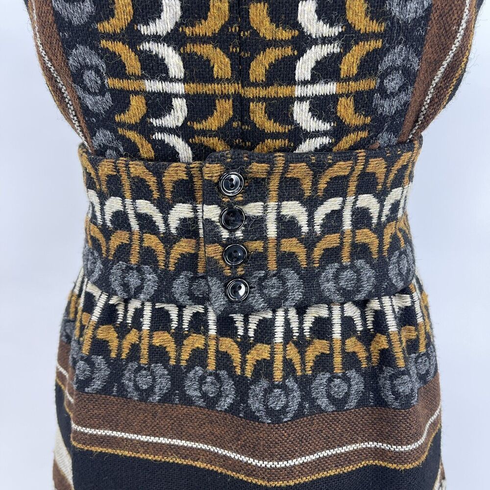 Vintage S Howard Hirsh California Woven Wool Tapestry Dress Leather Belt Sm Med - Picture 8 of 12